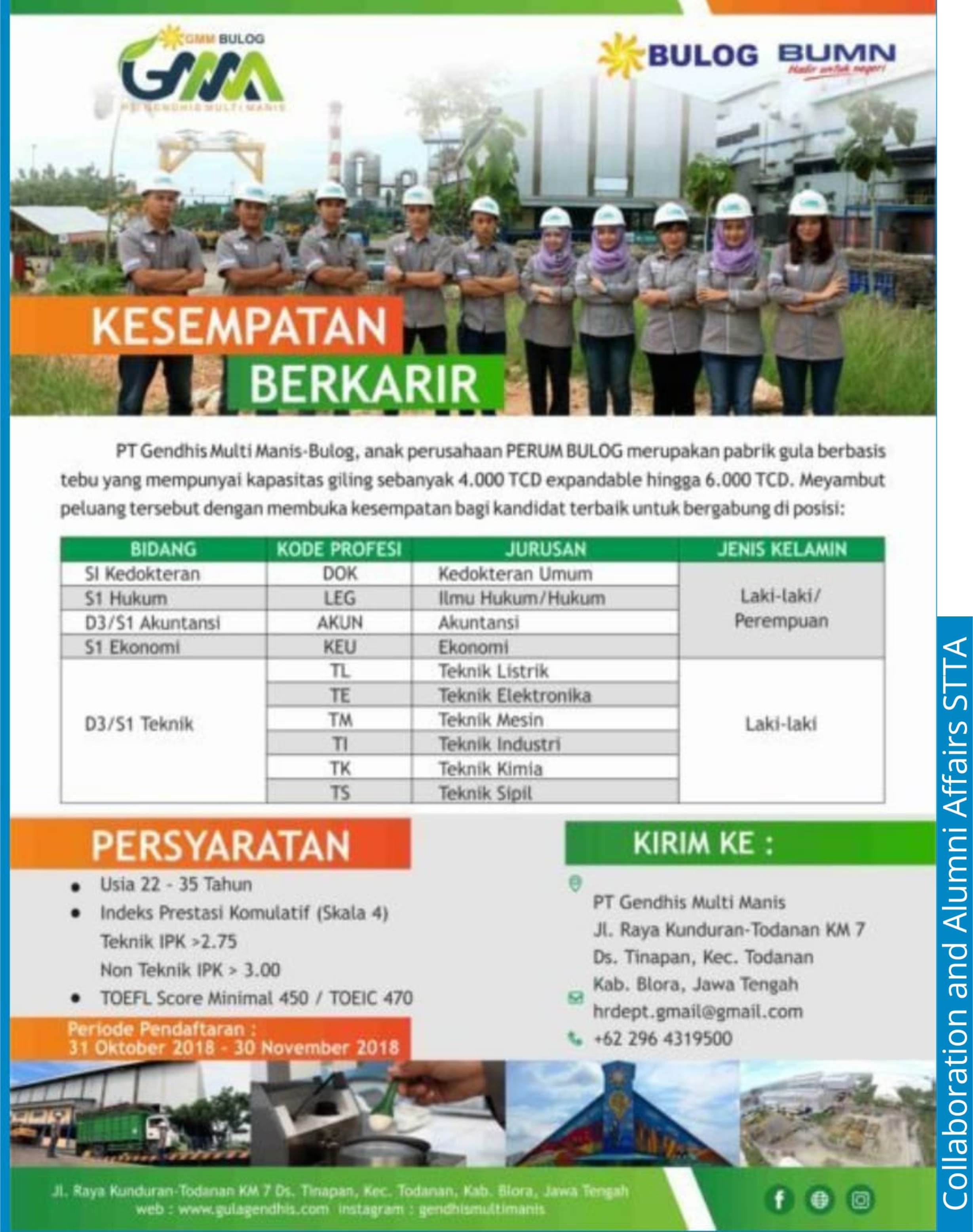 Lowongan PT Gendhis Multi Manis-Bulog