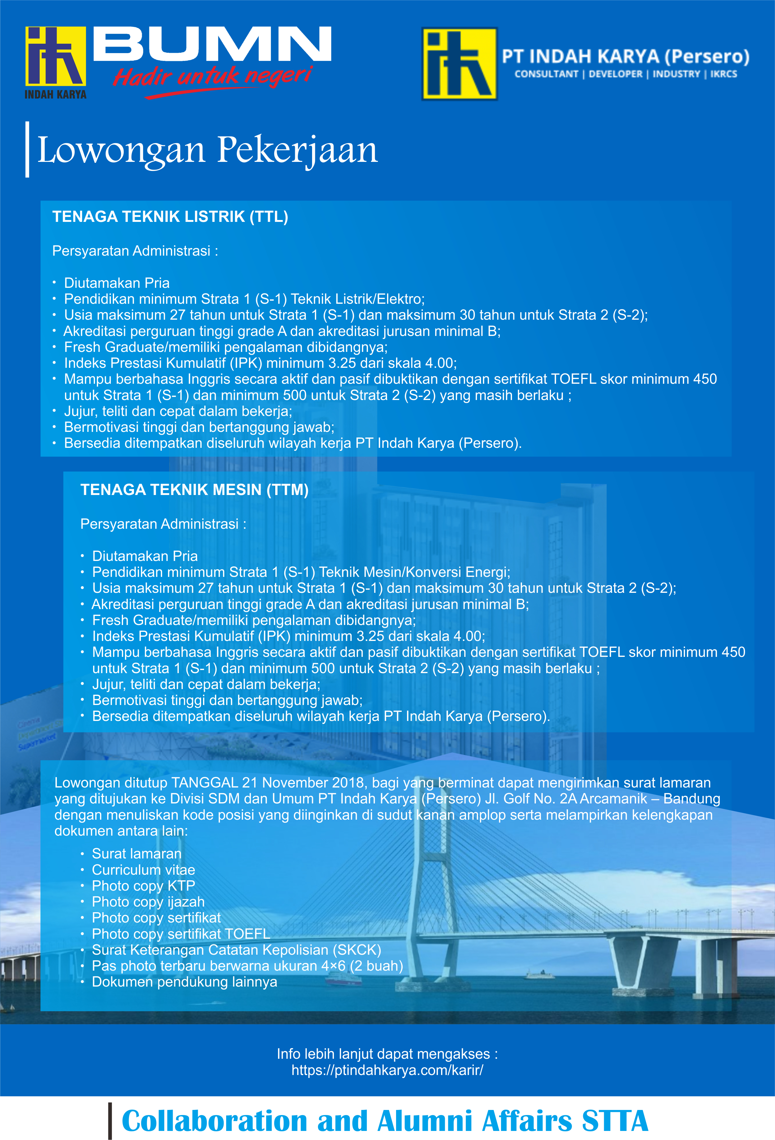 Lowongan PT Indah Karya (Persero)