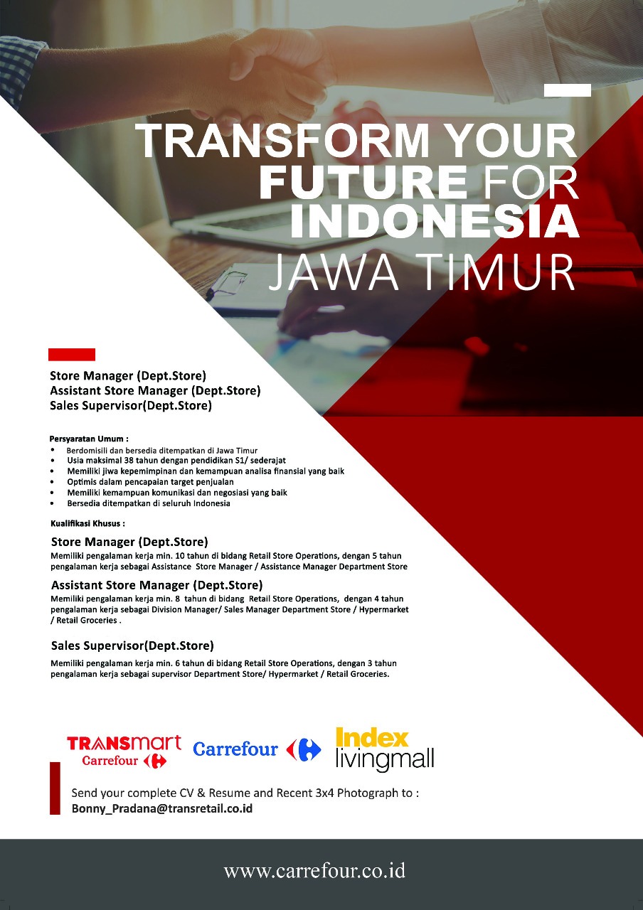 Lowongan Store Manager, Assistant Store Manager, Sales Supervisor