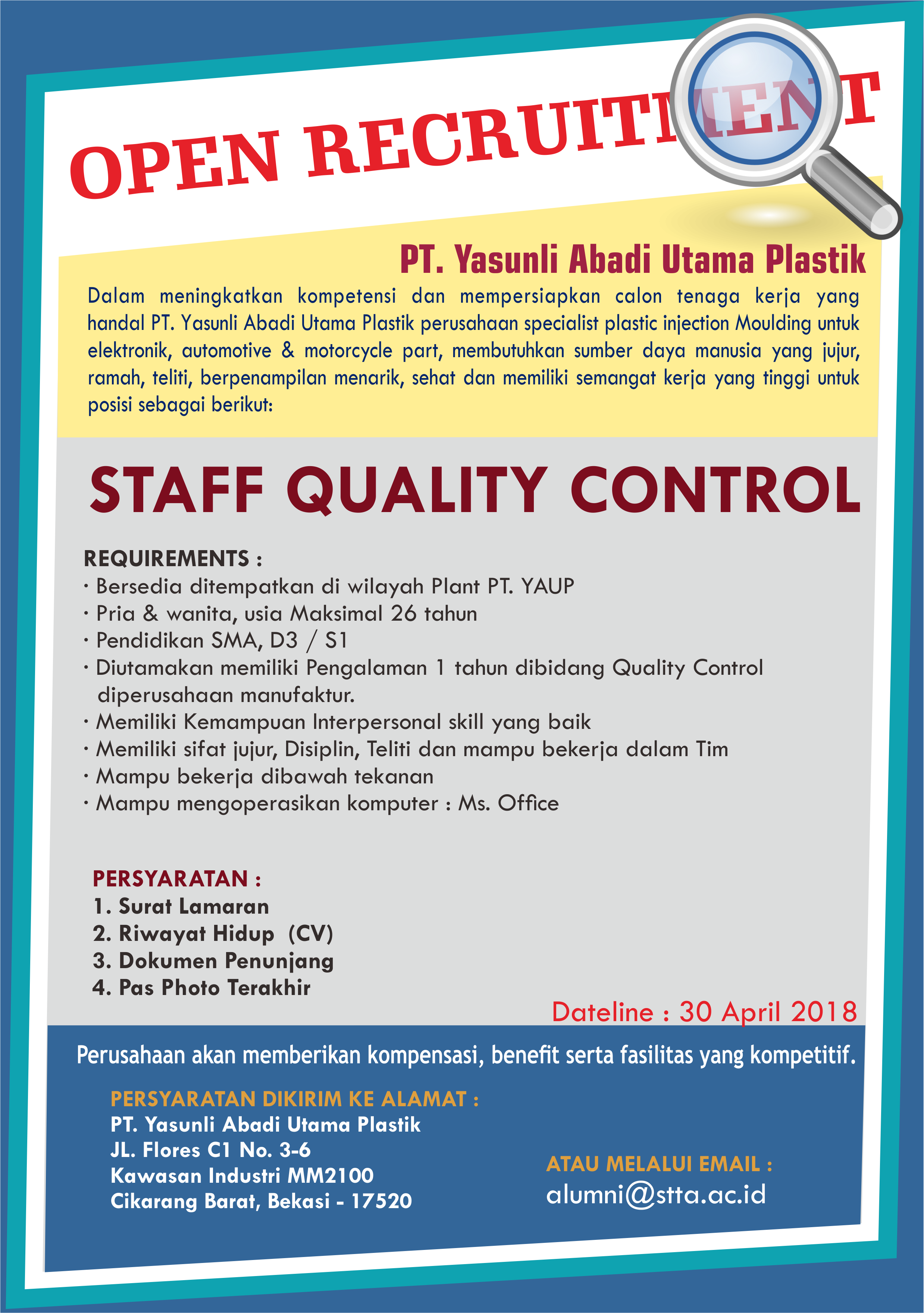 Lowongan Staff Quality Control