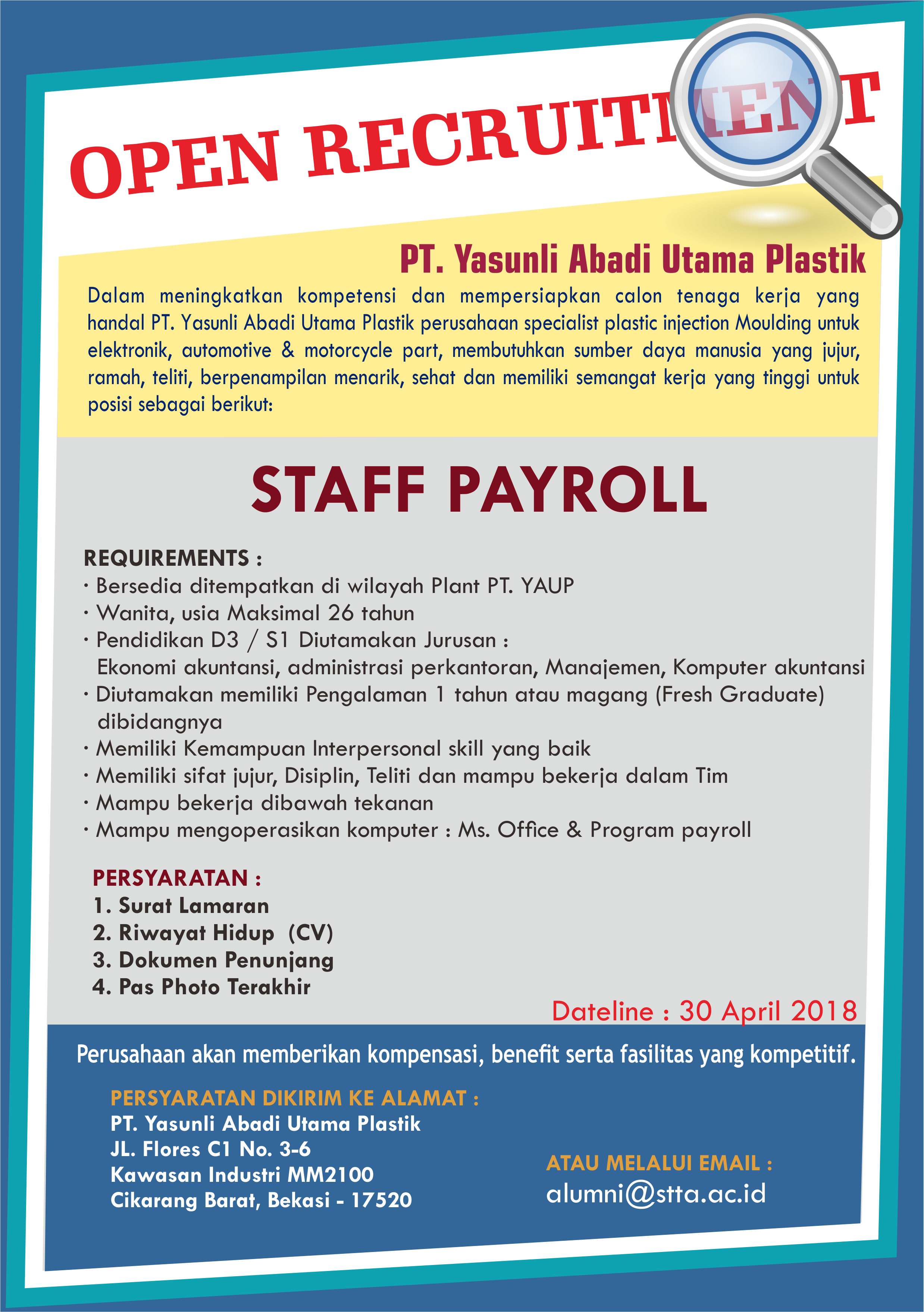 Lowongan Staff Payroll