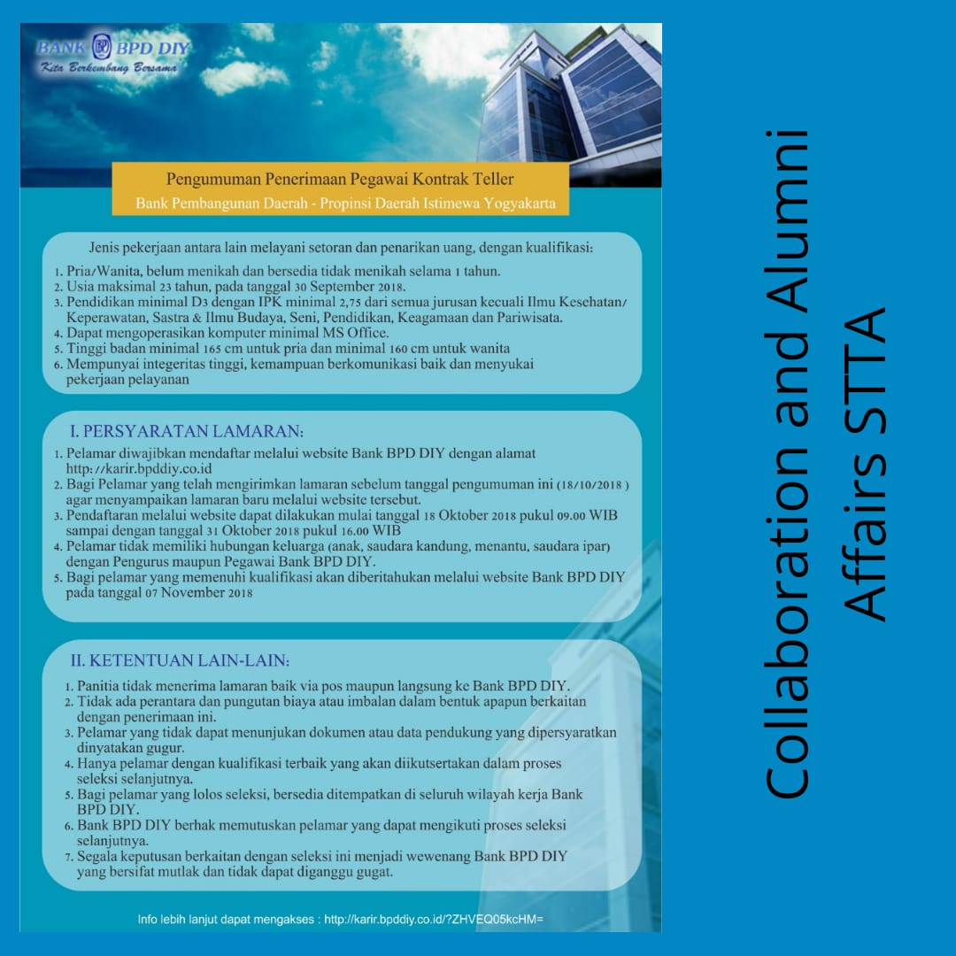 Pengumuman Penerimaan Pegawai Kontrak Teller BPD DIY