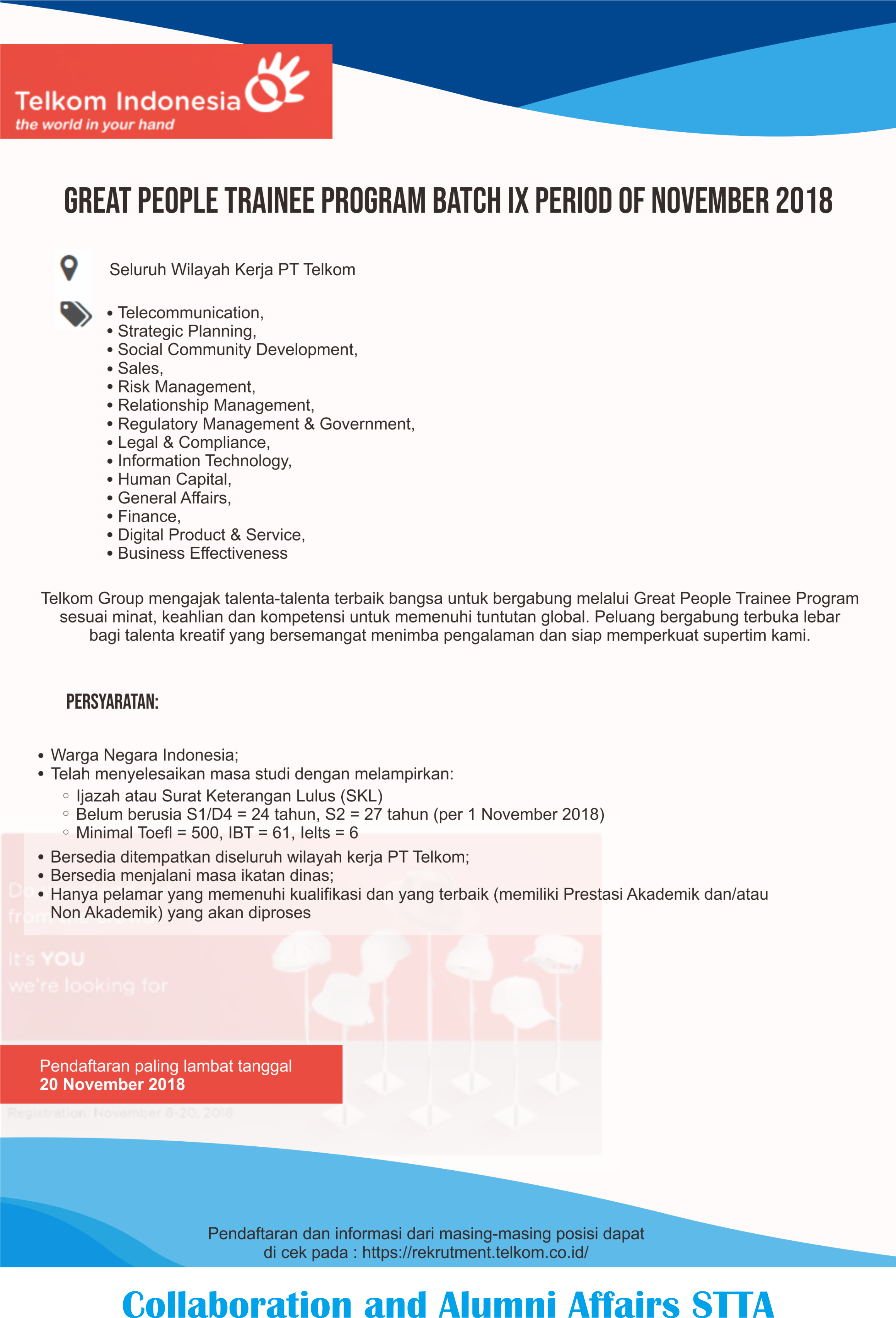 Lowongan PT Telkom Indonesia